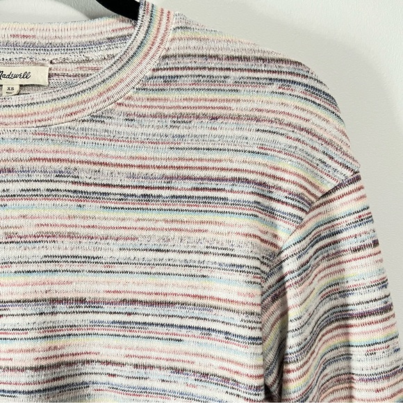 Madewell Bubble-Sleeve Crop Top in Rainbow Stripe. - Picture 8 of 8